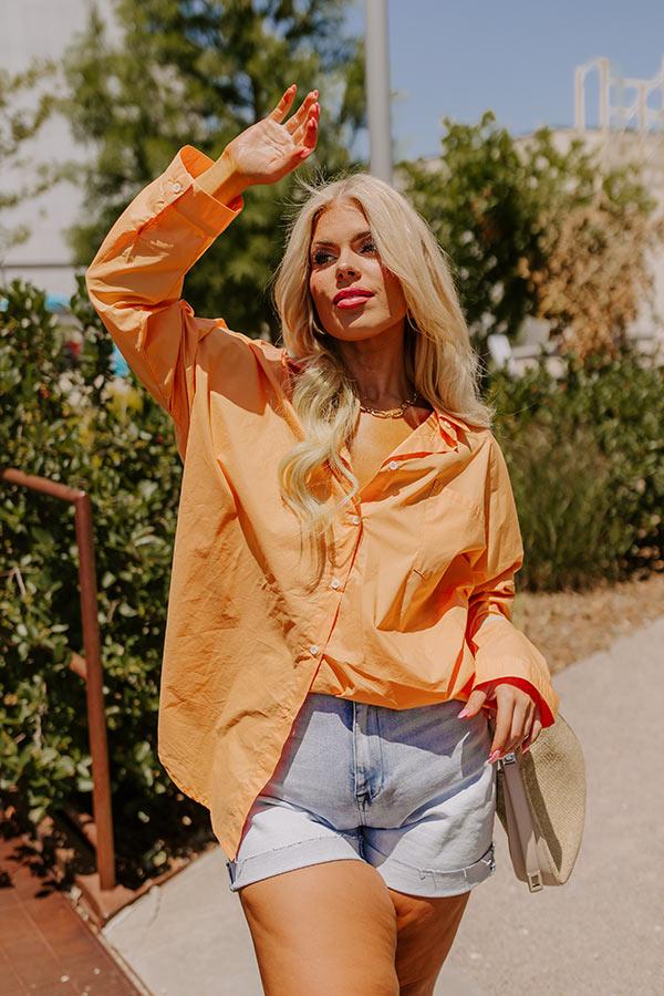 Sending Good Luck Button Up Top In Orange Curves Product Image