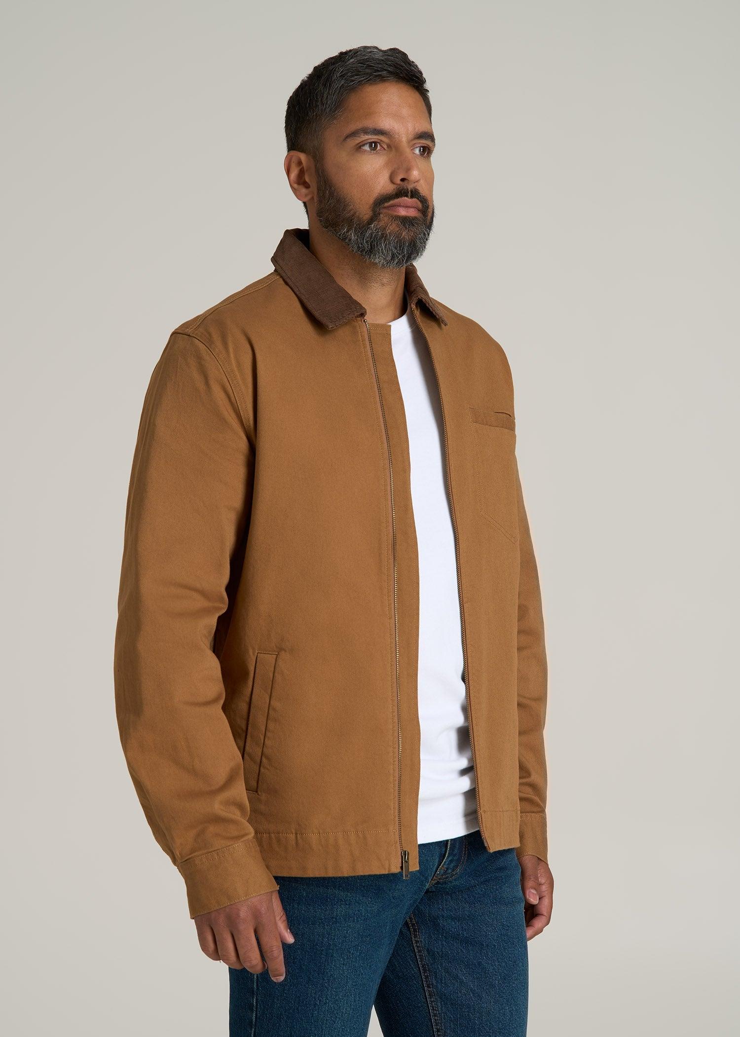 LJ&S Twill Shop Jacket for Tall Men in Dusty Brown Male Product Image