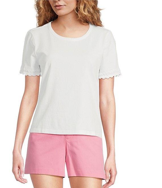 Lilly Pulitzer Clairmont Knit Round Neck Short Sleeve Ric Rac Trim Top Product Image