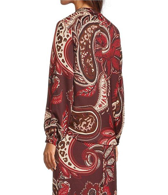 Alex Marie Olivia Coordinating Printed Paisley Satin Midi Pencil Skirt Product Image