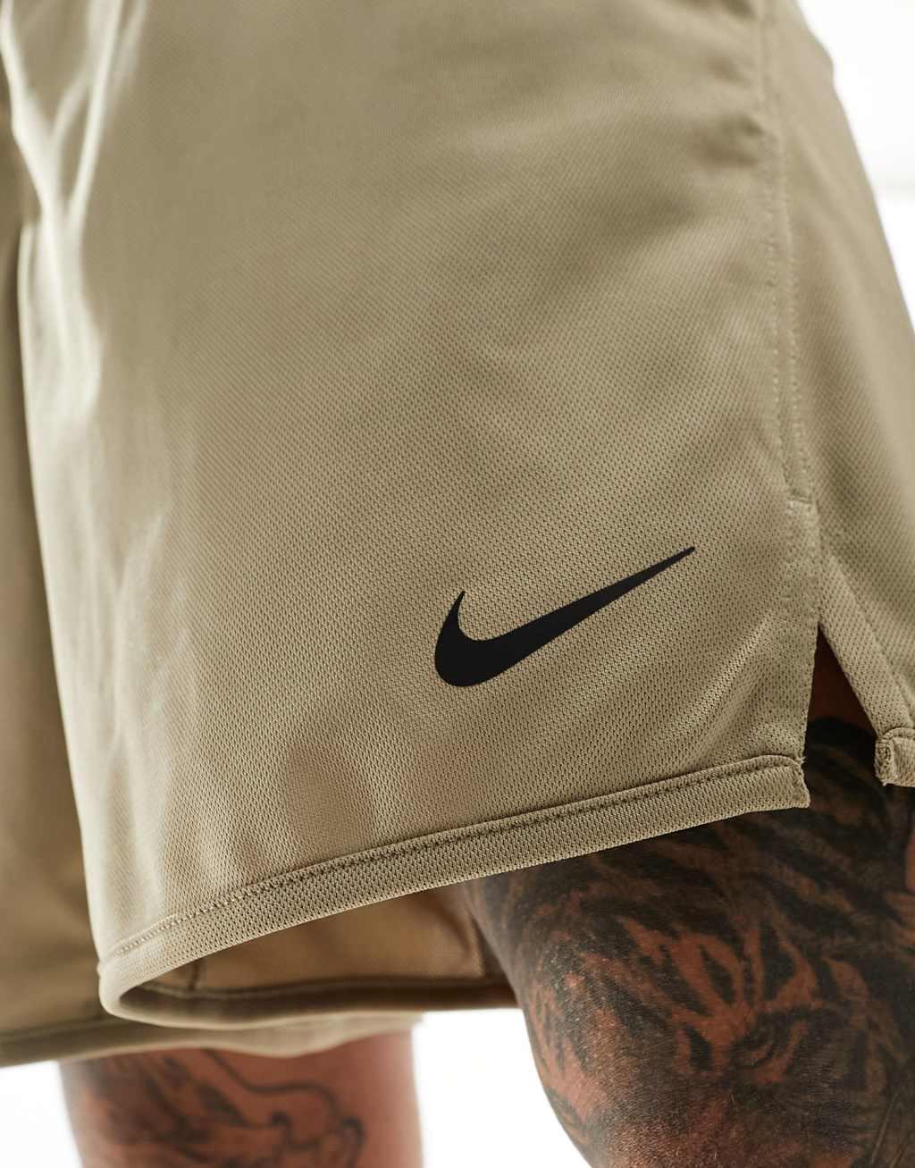 Nike Training Totality knit Dri-FIT 7 inch shorts in khaki Product Image