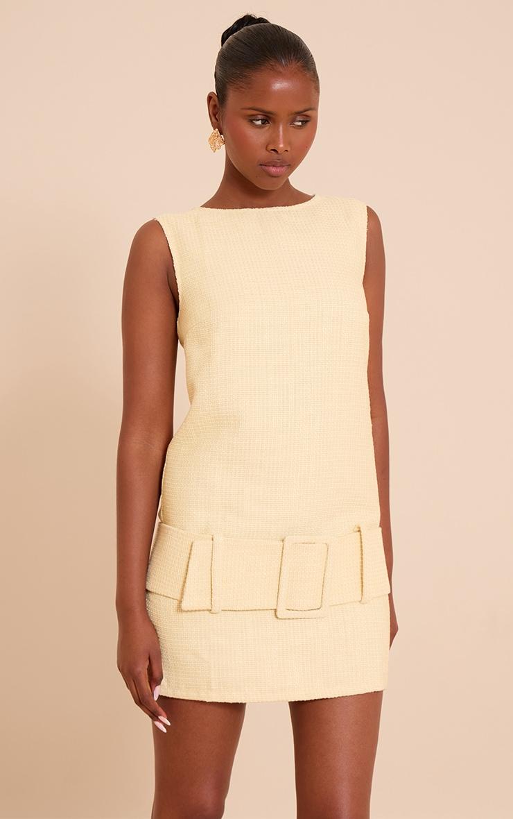Lemon Boucle Oversized Low Belt Shift Dress Product Image