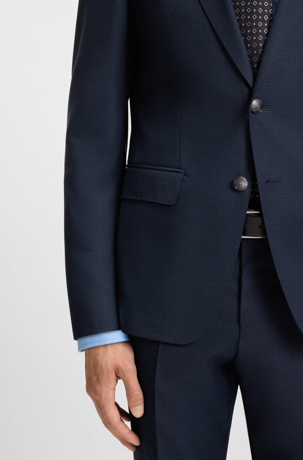 BOSS - Slim-fit suit in micro-patterned wool - Dark Blue Product Image