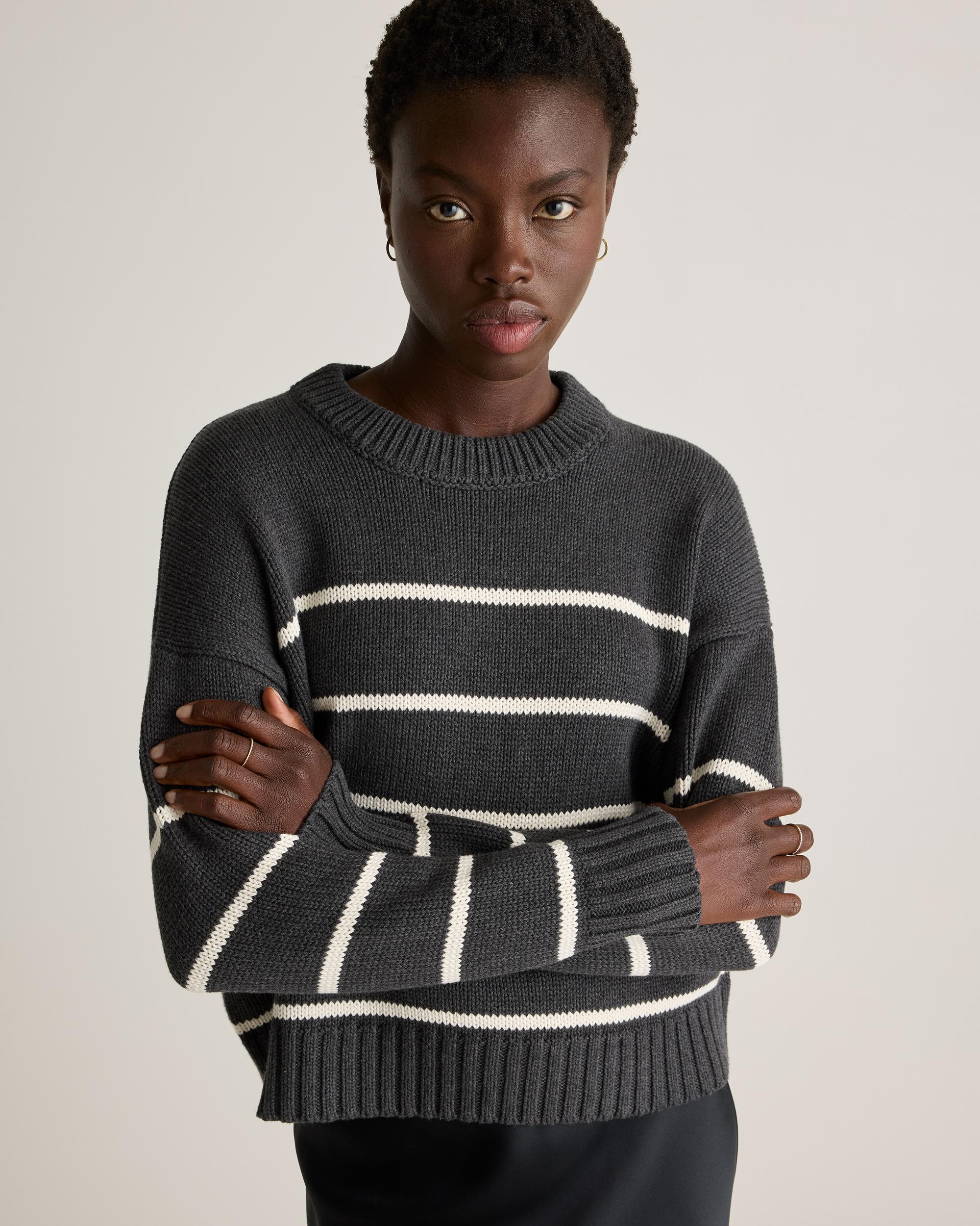 Quince | Women's Striped Crew Sweater Organic Cotton Product Image