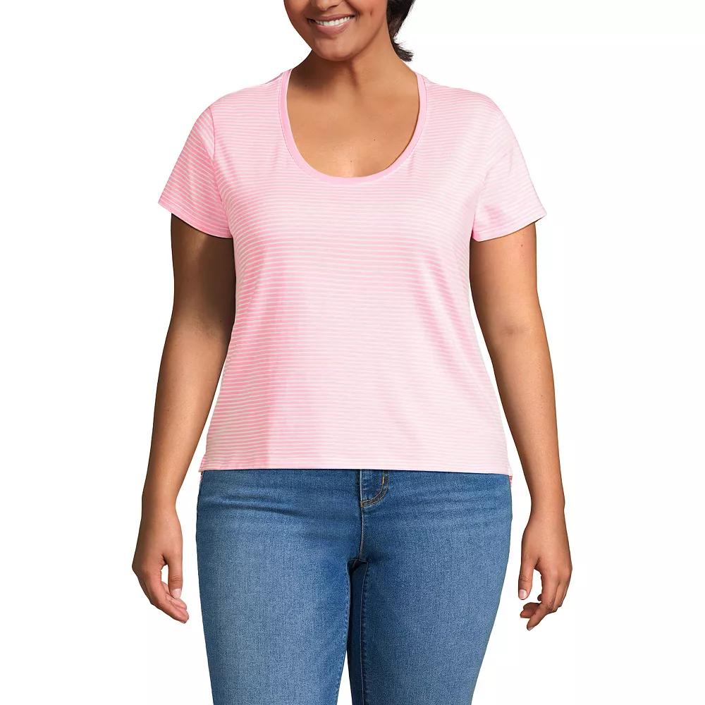 Plus Size Lands' End Short Sleeve Scoopneck T-Shirt, Women's, Size: 1XL, White Product Image
