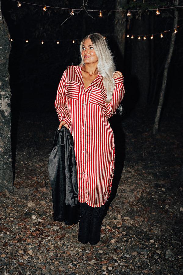 Clean Slate Stripe Midi In Red Product Image