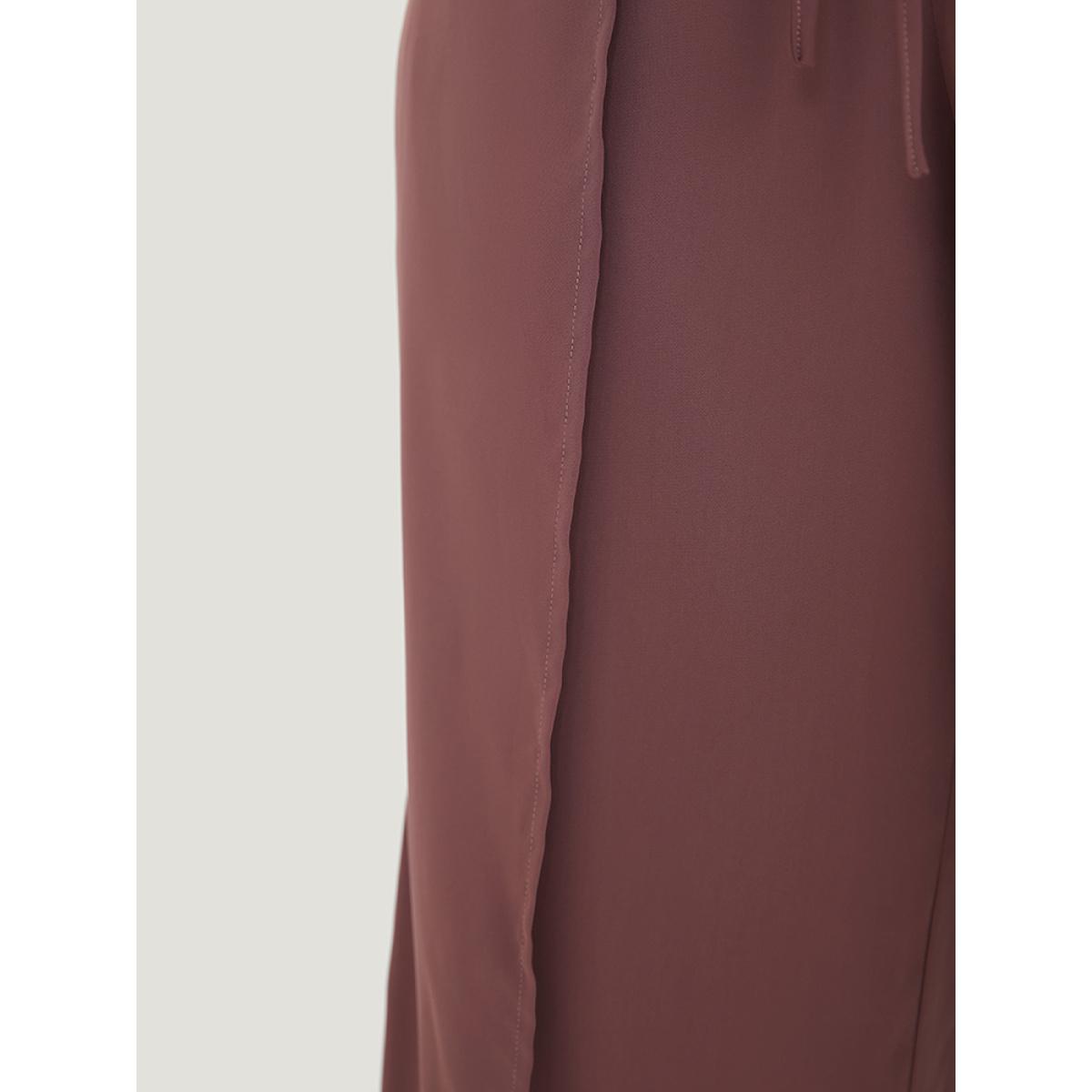 Plus Size Solid Pocket Cape Detail Ties Pants Women Mauve Elegant Mid Rise Dailywear Pants BloomChic 28/5X Product Image