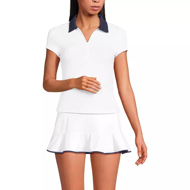 Women's Lands' End Short Sleeve Pique Johnny Collar UPF 50 Rashguard,  Product Image