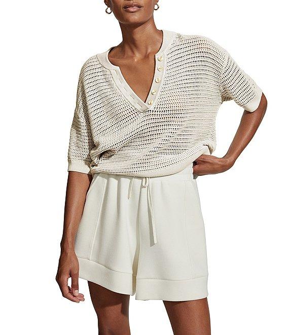 Varley Callie Knit Boxy Split V-Neck Short Sleeve Top Product Image