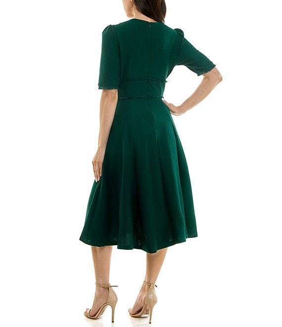 Moda Tara Boucle Knit Elbow Sleeve Midi Dress Product Image