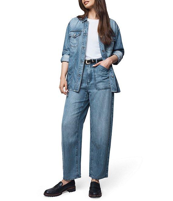 Splendid Denim Point Collar Long Sleeve Button Front Jacket Product Image