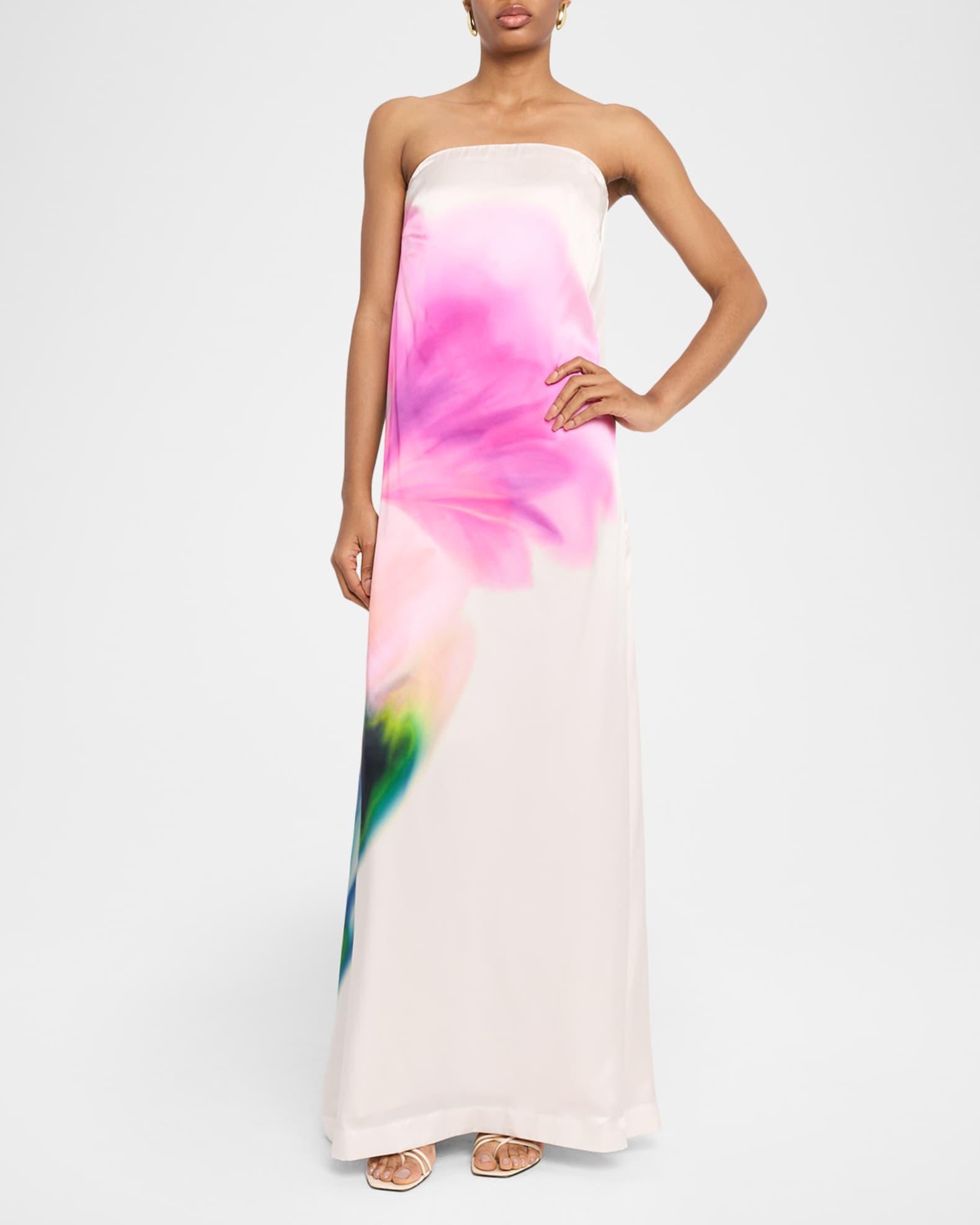 Dahlia Blossom Strapless Silk Maxi Dress Product Image