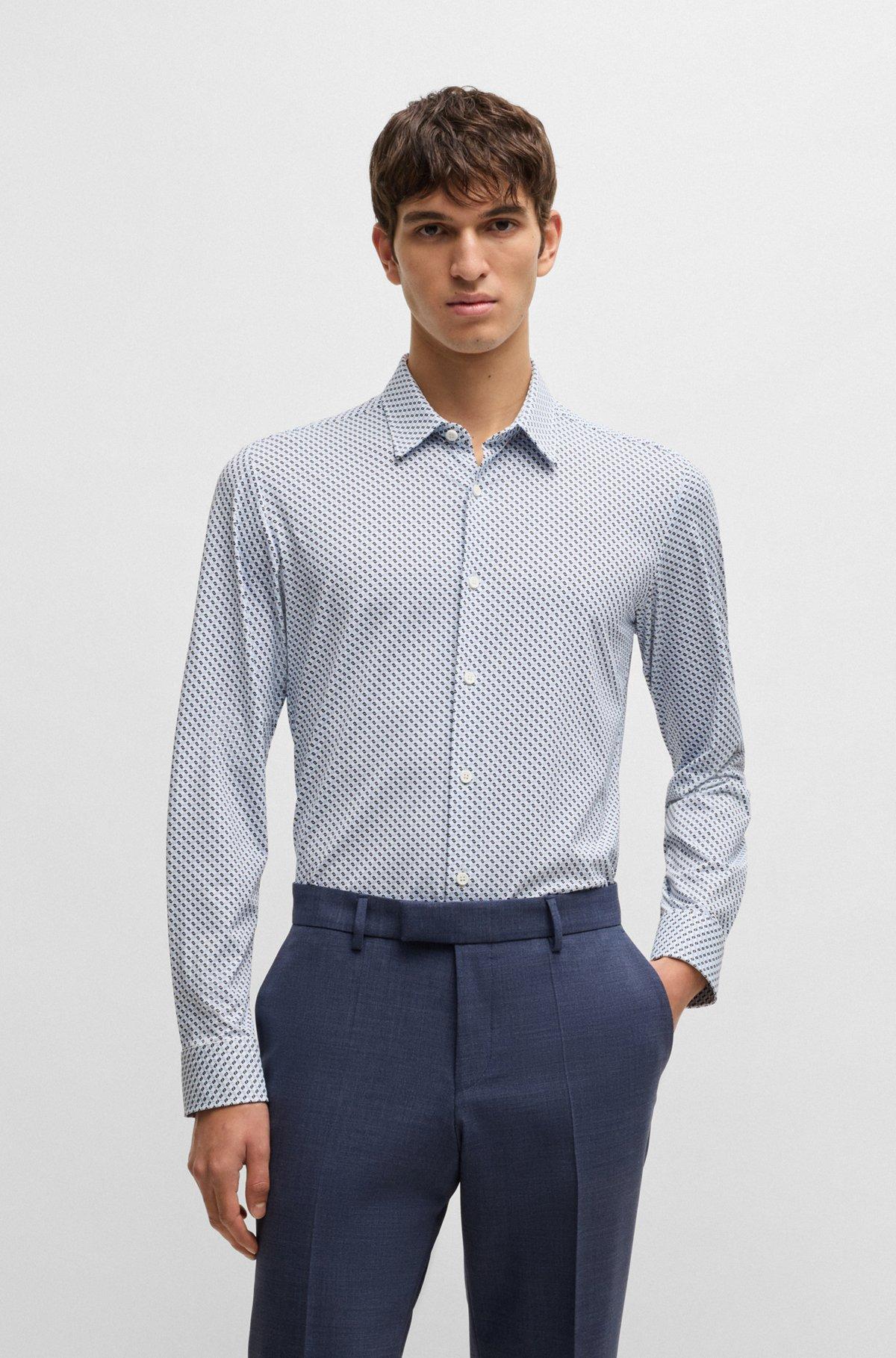 Slim-fit shirt in printed performance-stretch jersey Product Image