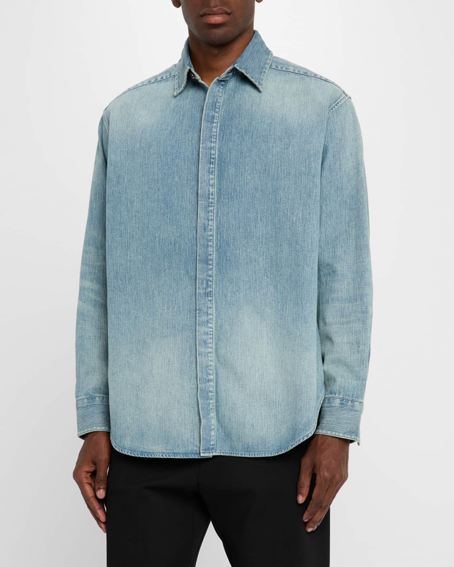 Men's Denim Button-Down Shirt Product Image