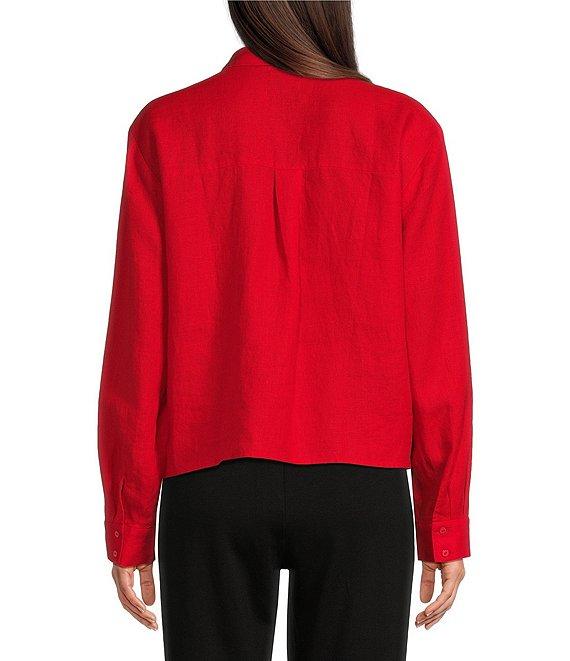 Eileen Fisher Organic Handkerchief Linen Point Collar Long Sleeve Short Shirt Product Image