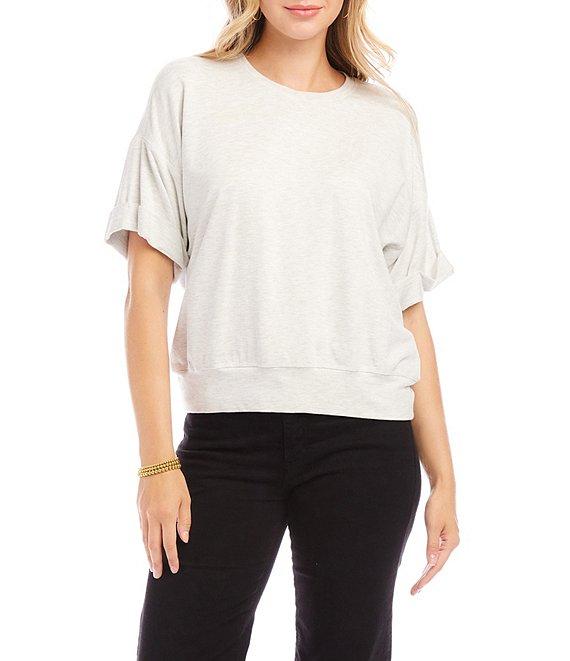 Karen Kane French Terry Crew Neck Dropped Shoulder Short Sleeve Tee Product Image