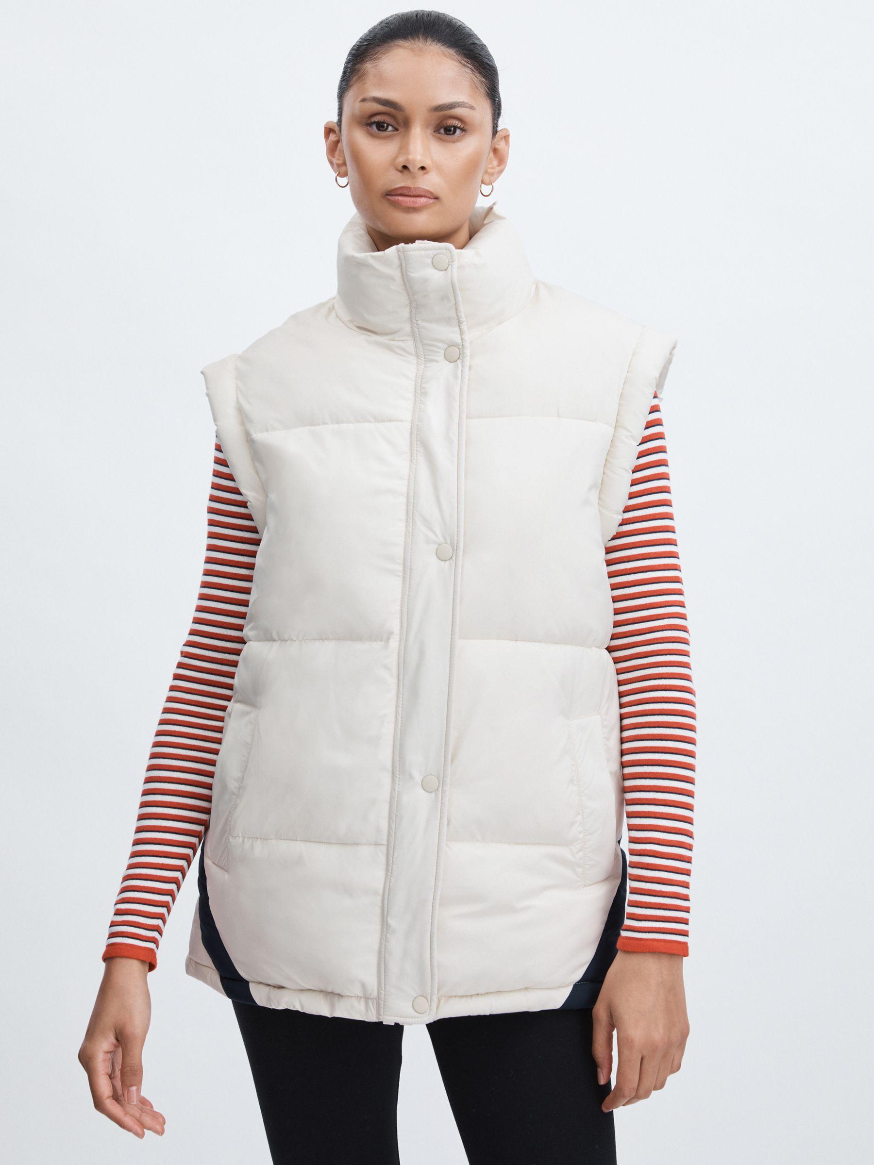 The Upside Contrast-Panel Puffer Gilet in Off White/Multi Product Image