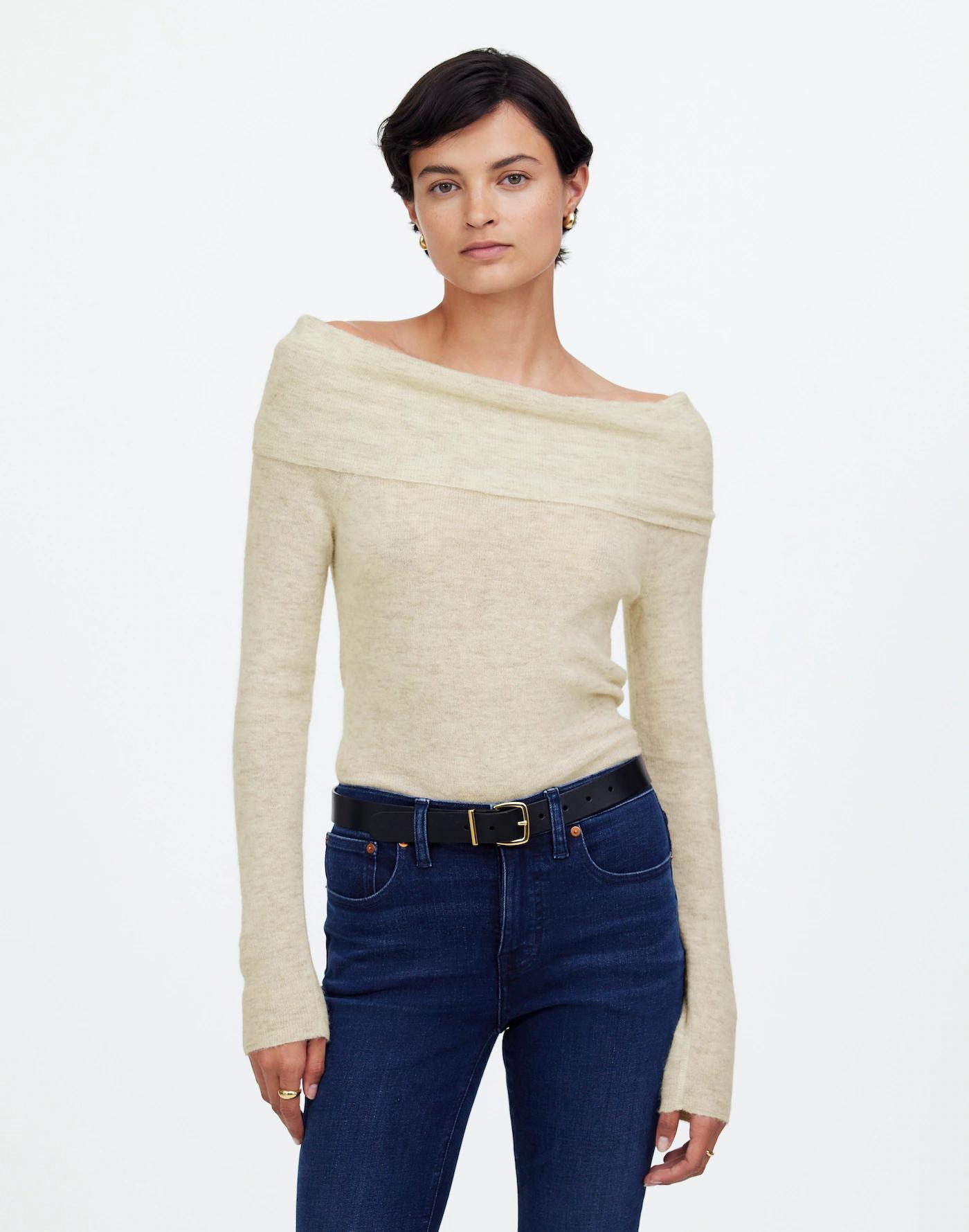 Alpaca-Blend Off-Shoulder Sweater Product Image