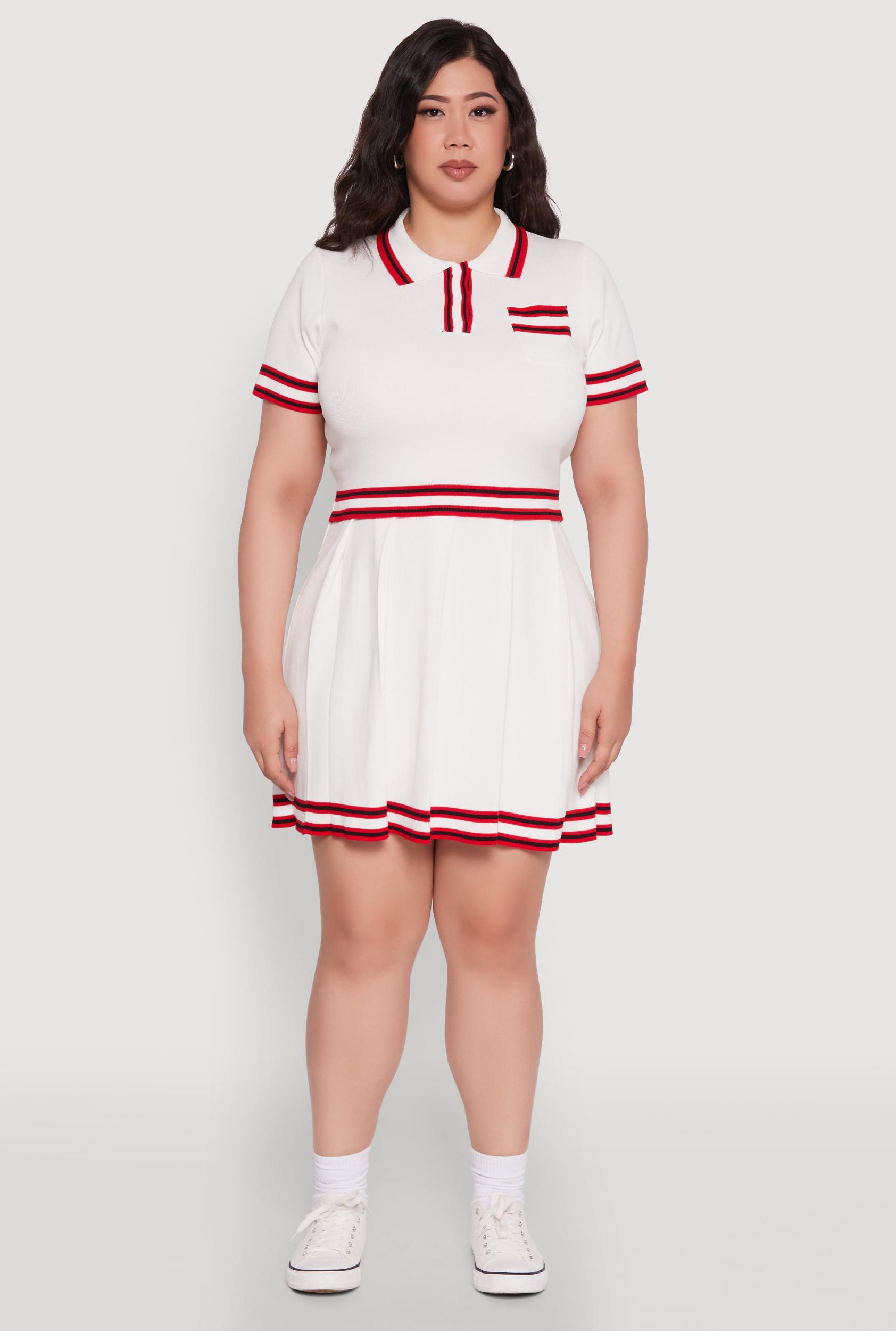 Plus Size Daisy Varsity Stripe Crop Top Female Product Image