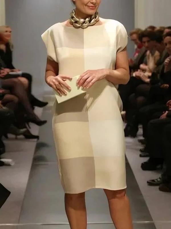 Loose Short Sleeves Printed Split-Joint Round-Neck Midi Dresses Product Image