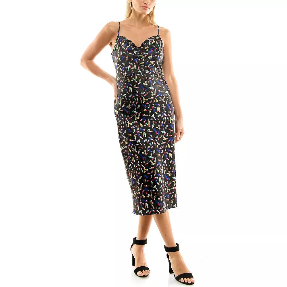 Women's Nicole Miller Printed Cowl Neck Slip Dress,  Product Image