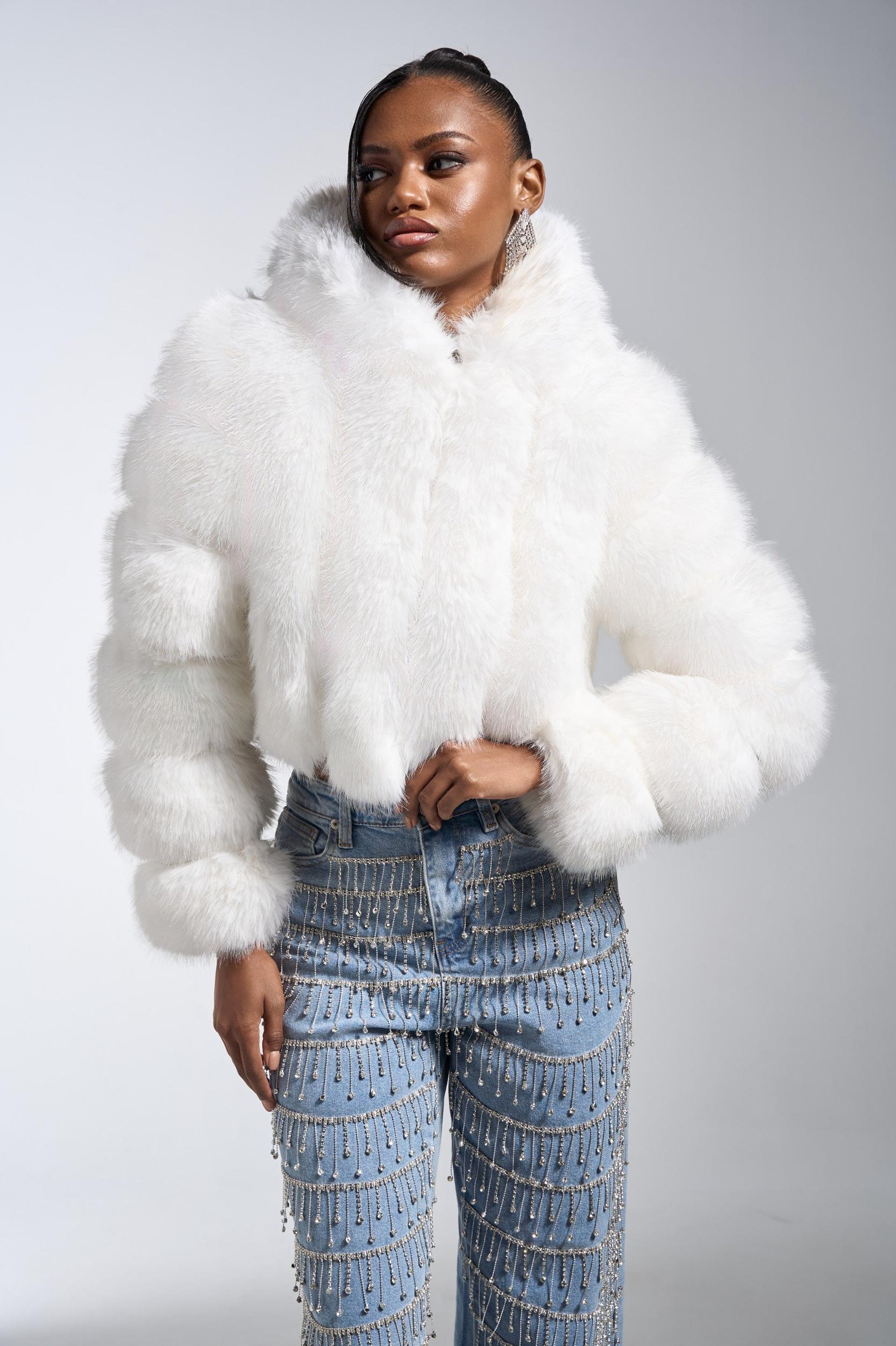 JOLENE FAUX FUR COAT IN WHITE Product Image
