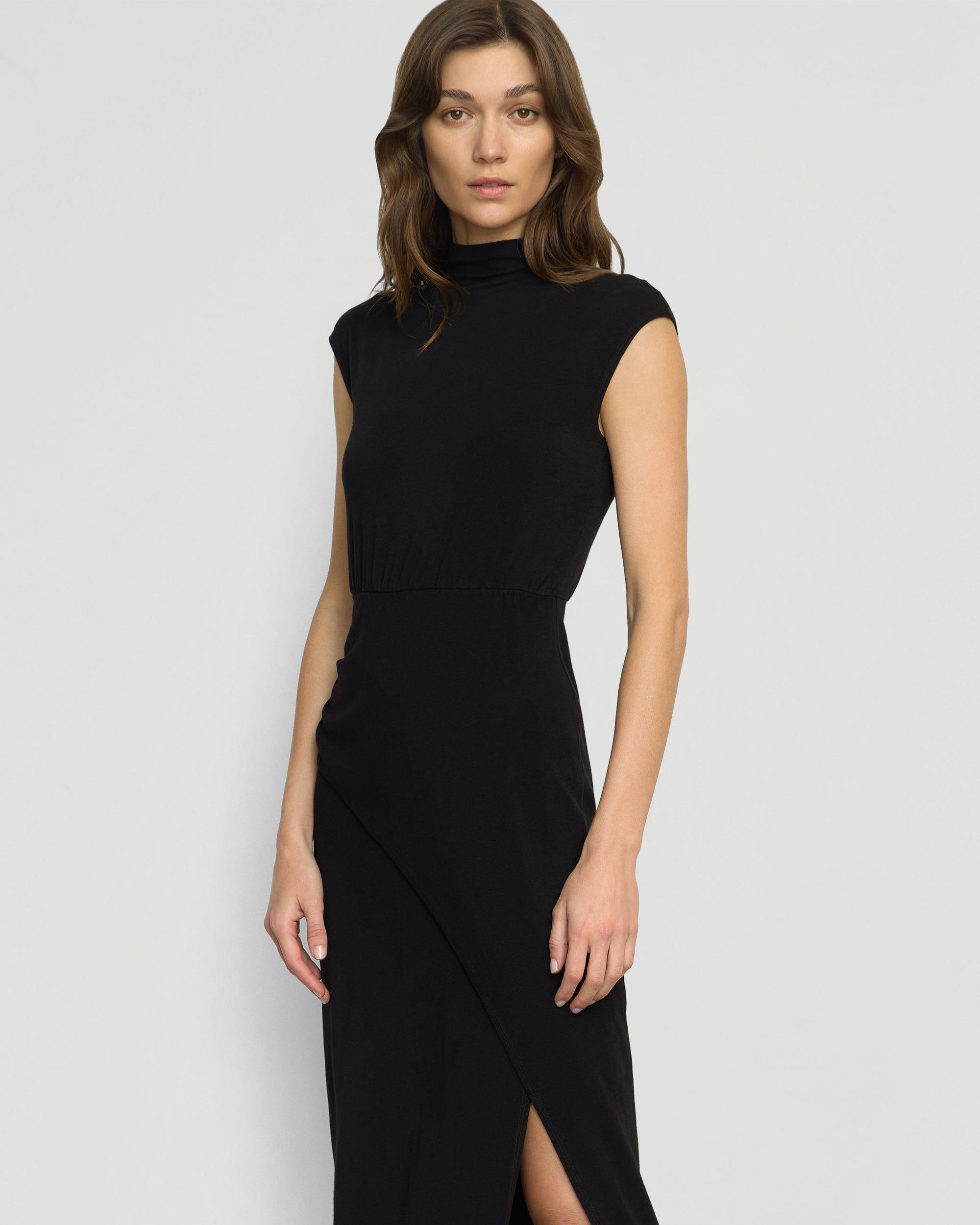 Yimei Mock-Neck Side-Slit Dress Product Image