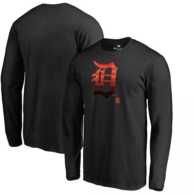 Men's Black Detroit Tigers Midnight Mascot Long Sleeve T-Shirt,  Product Image