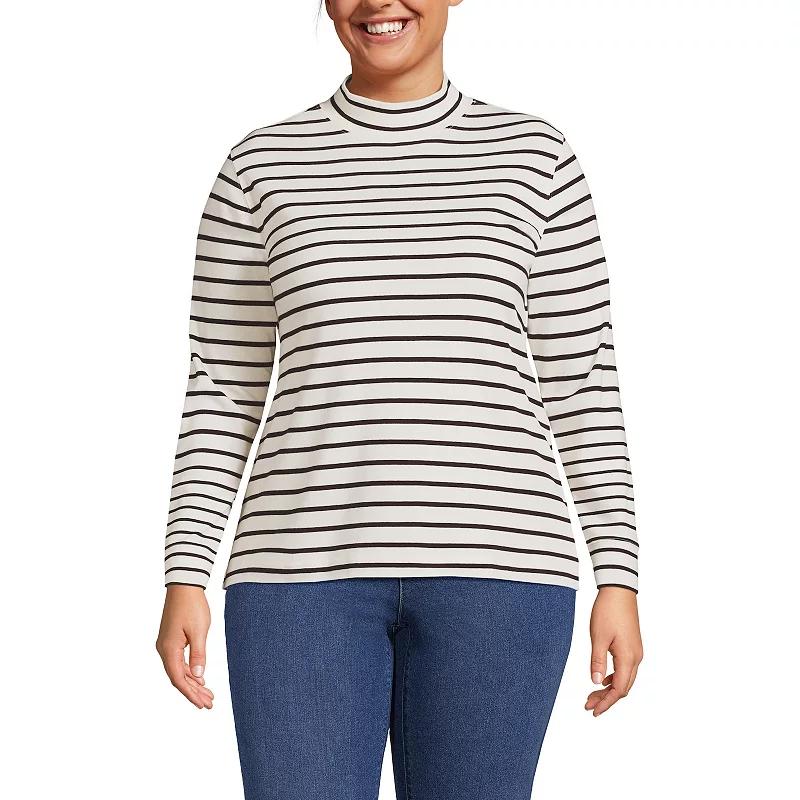 Plus Size Lands End Relaxed Mockneck Top, Womens Product Image
