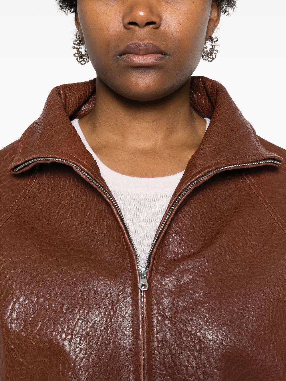 zip-up leather jacket Product Image