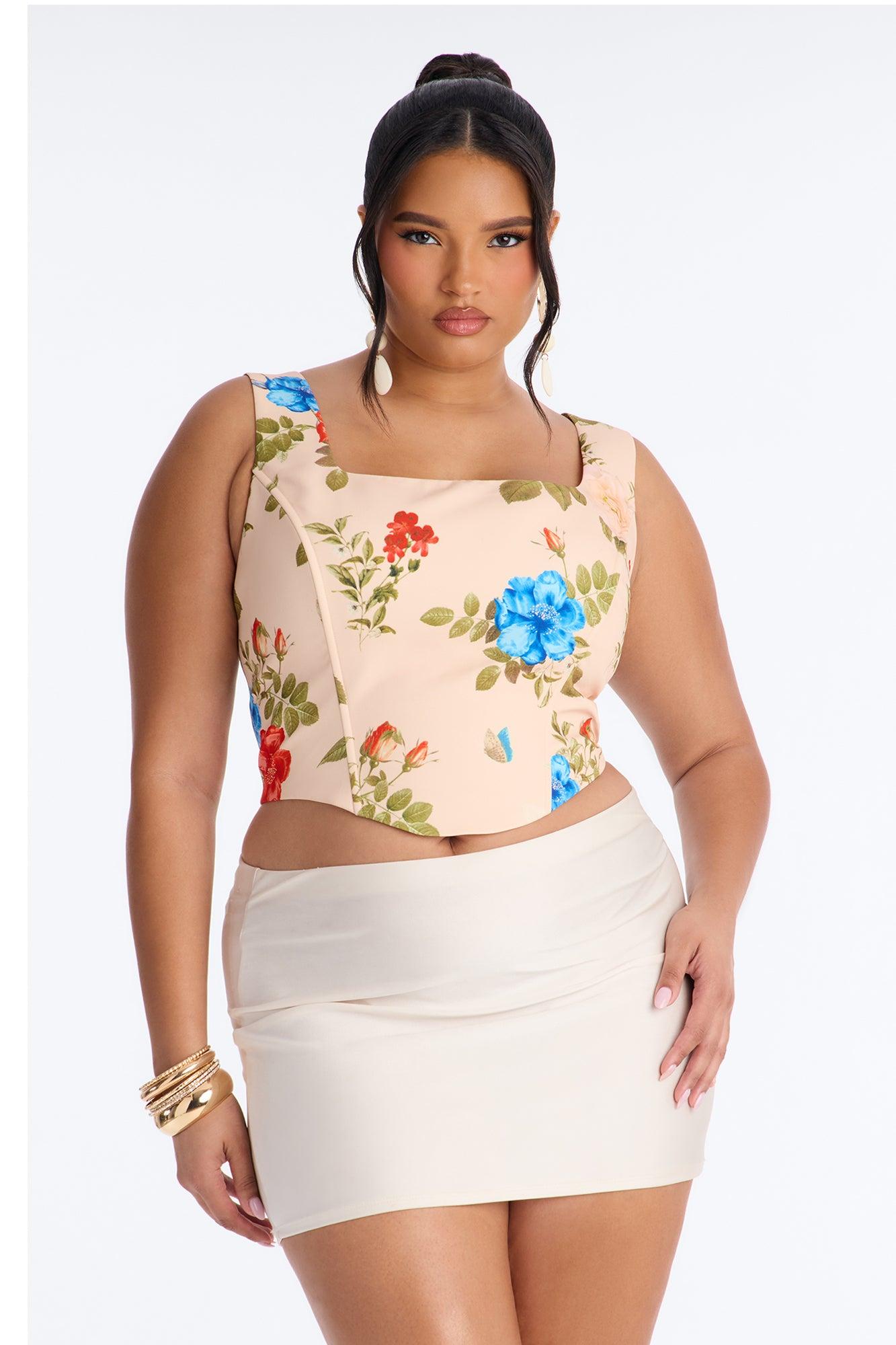 Sprinkled In Floral Back Zip Corset - Blush/combo Female Product Image