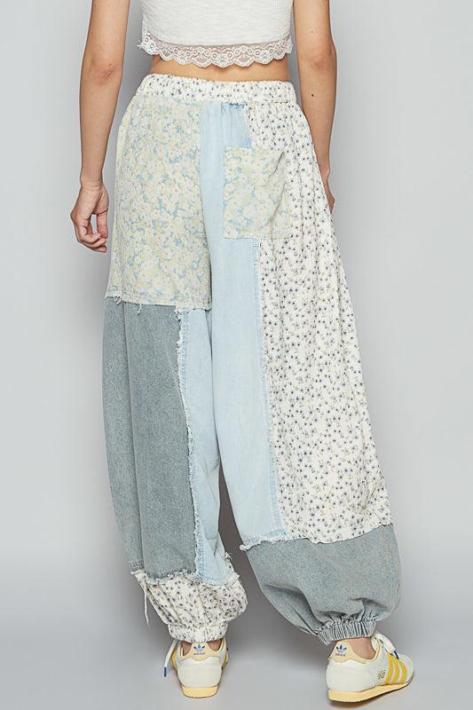 Denim Floral Lounge Pants Product Image