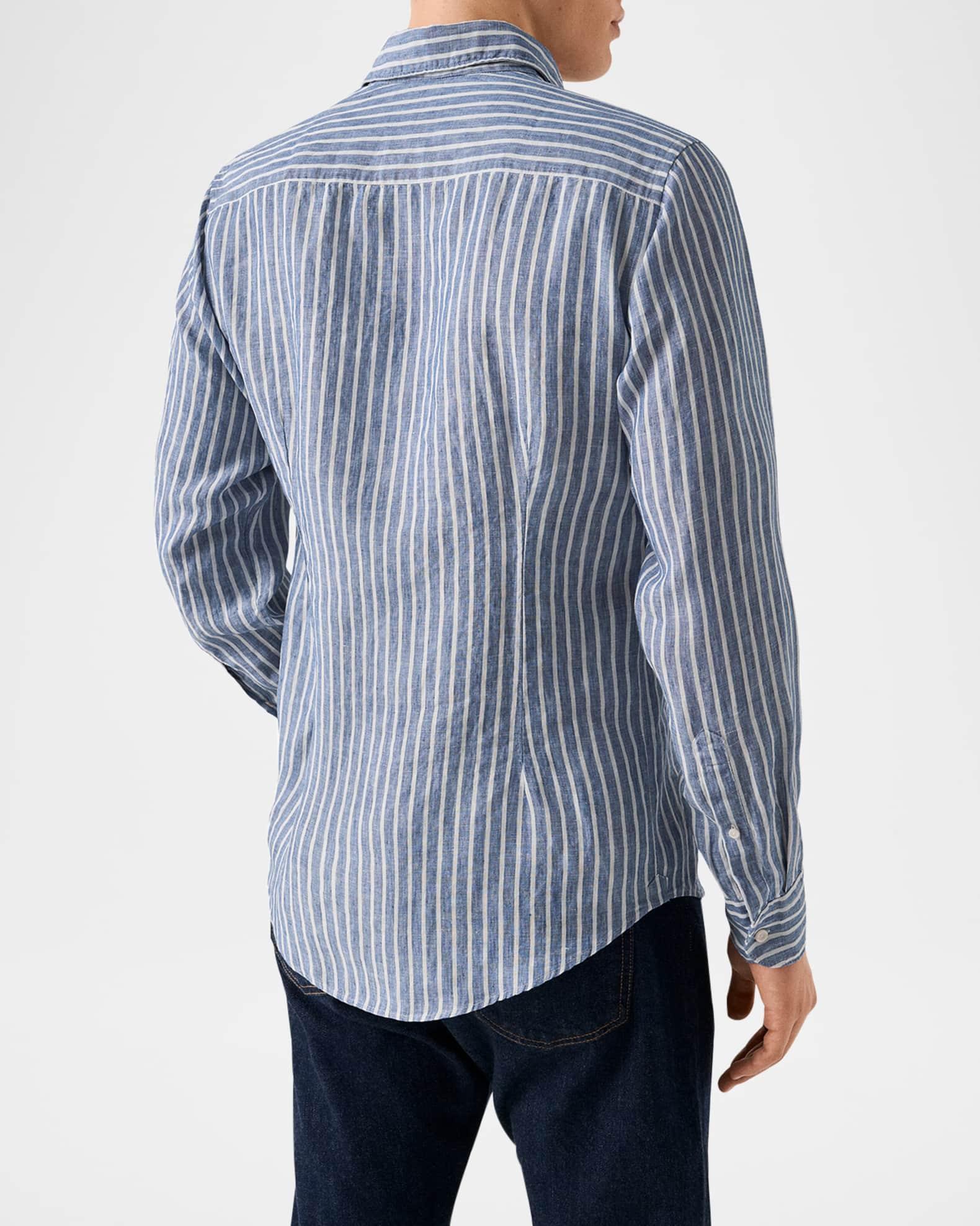 Mens Contemporary-Fit Striped Linen Shirt Product Image