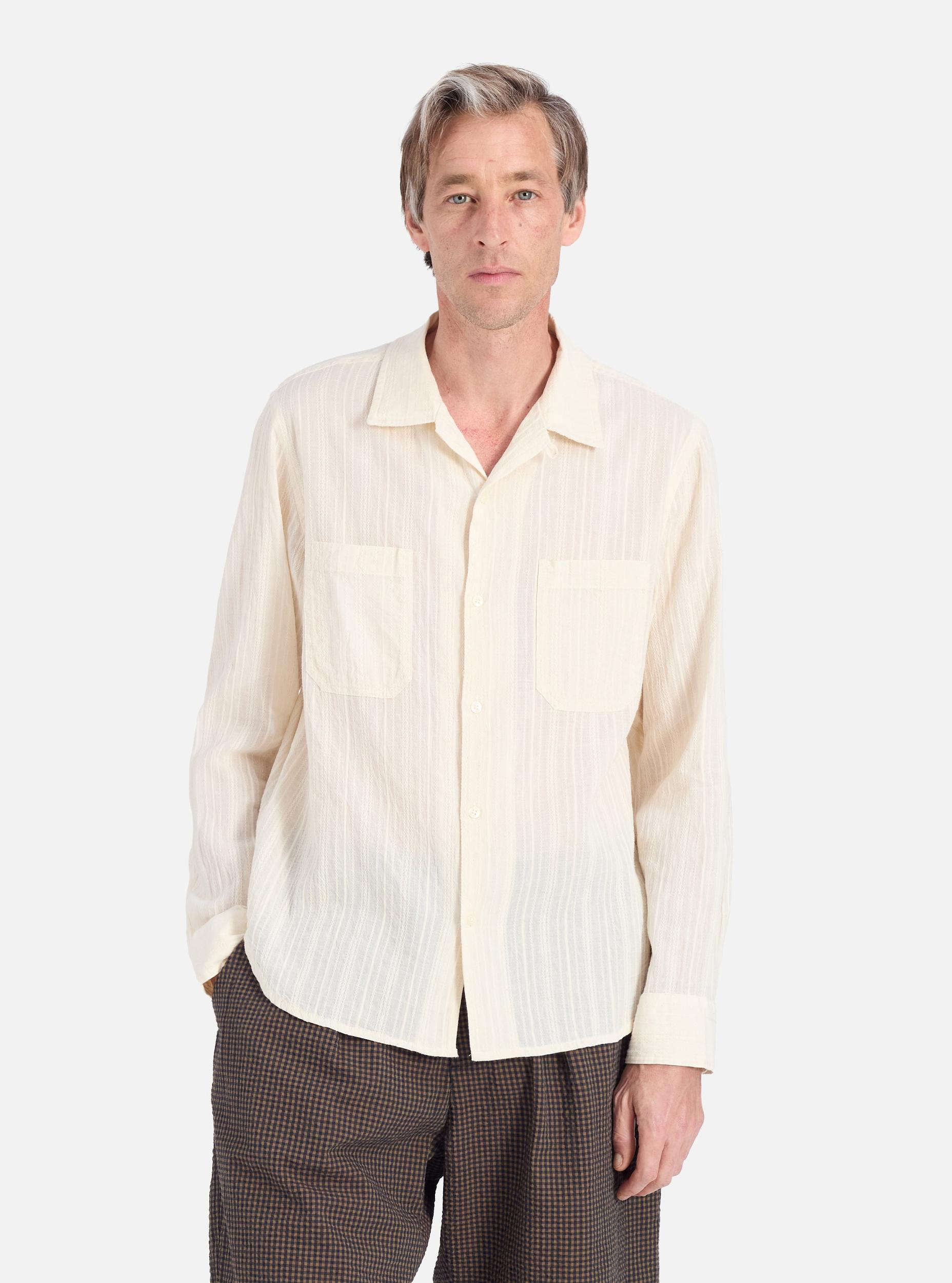 Universal Works Work Shirt in Ecru Acapulco Weave Product Image