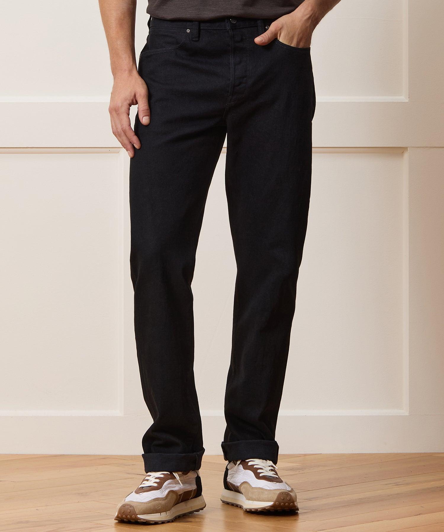 Straight Japanese Selvedge Stretch Jean in Black Product Image
