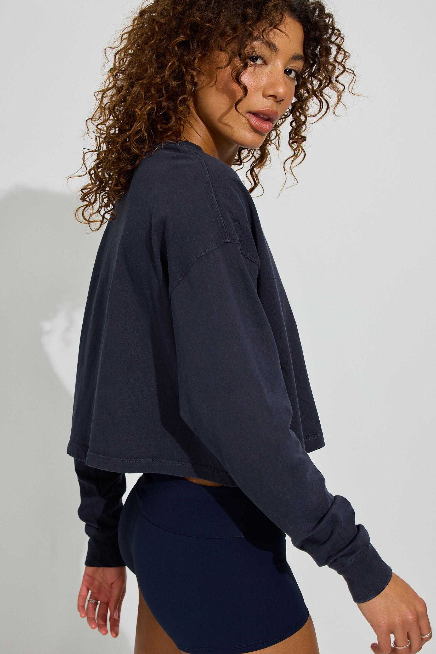 Oversized Henley Long Sleeve Top Product Image