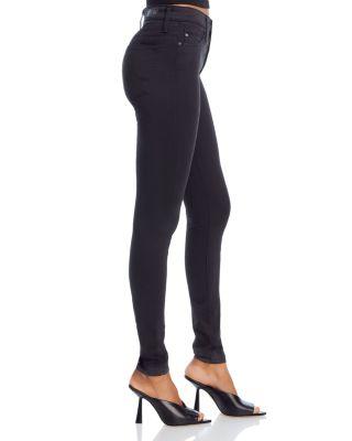 Farrah High-Rise Sateen Skinny Jeans in Black Product Image