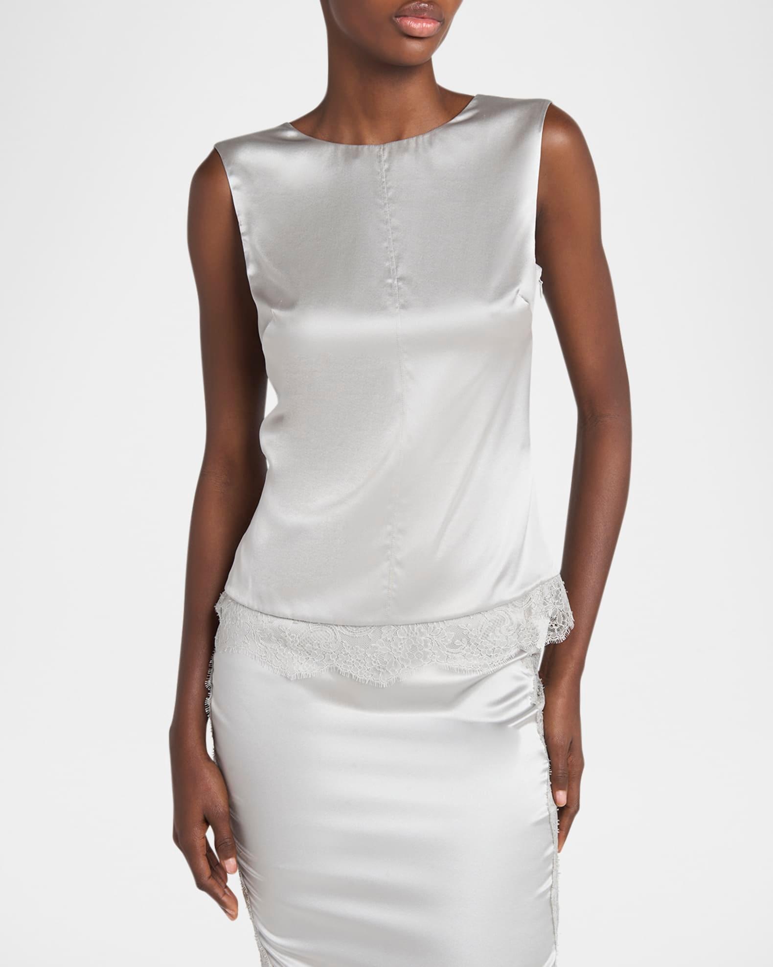 Satin and Lace Sleeveless Top Product Image