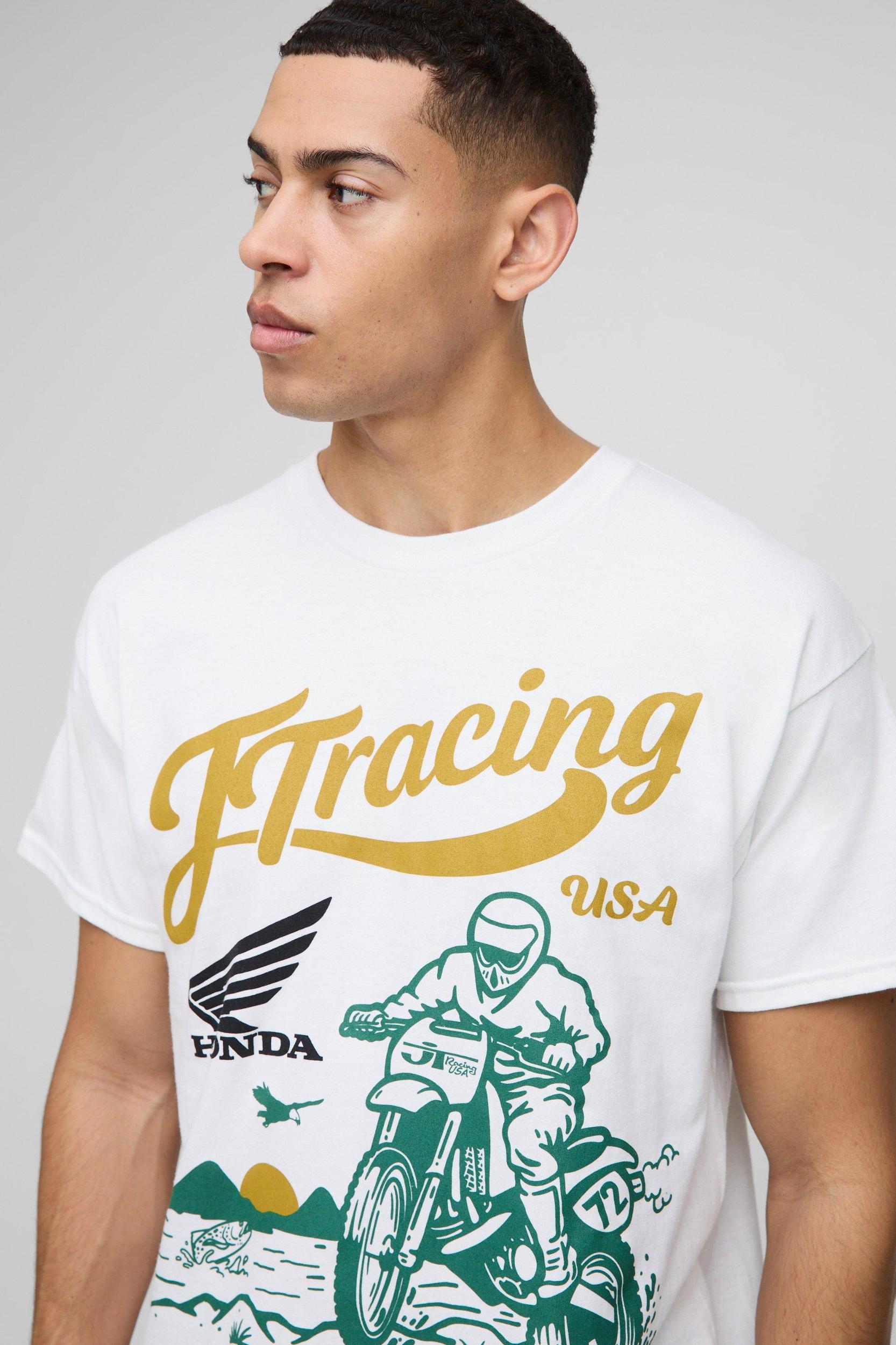 Oversized Honda JT Racing License Graphic T Shirt | boohooMAN USA Product Image