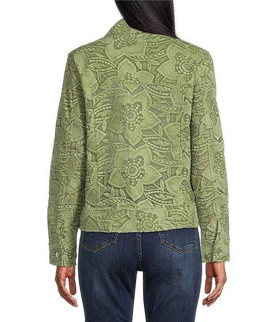 John Mark Floral Lace Embroidered Point Collar Long Sleeve Jacket Product Image