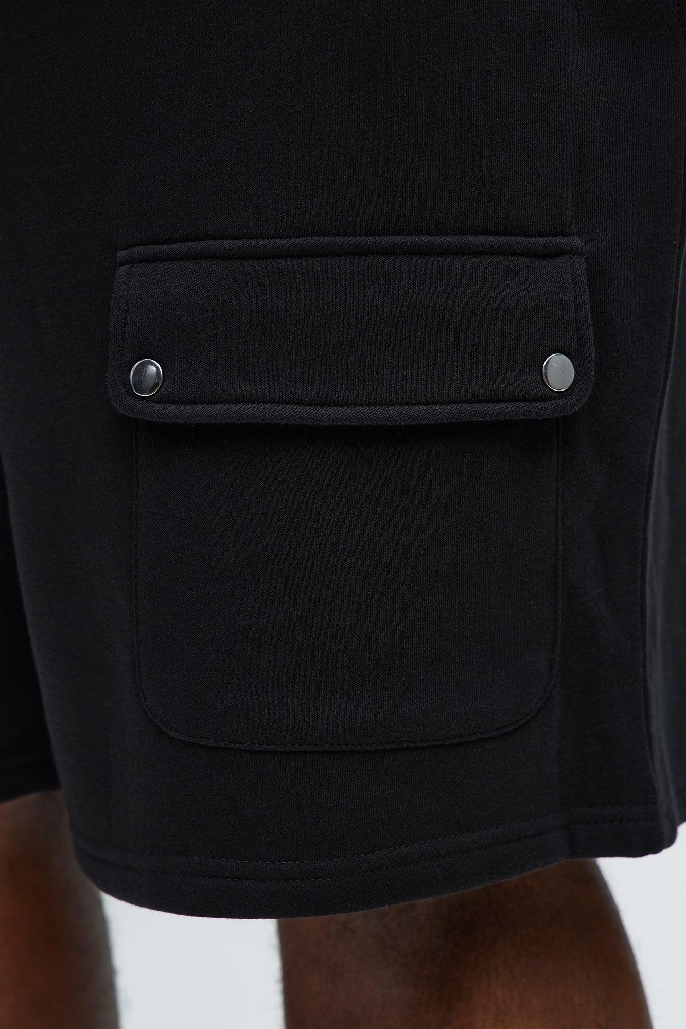 Tyson Relaxed Cargo Snap Shorts - Black Male Product Image