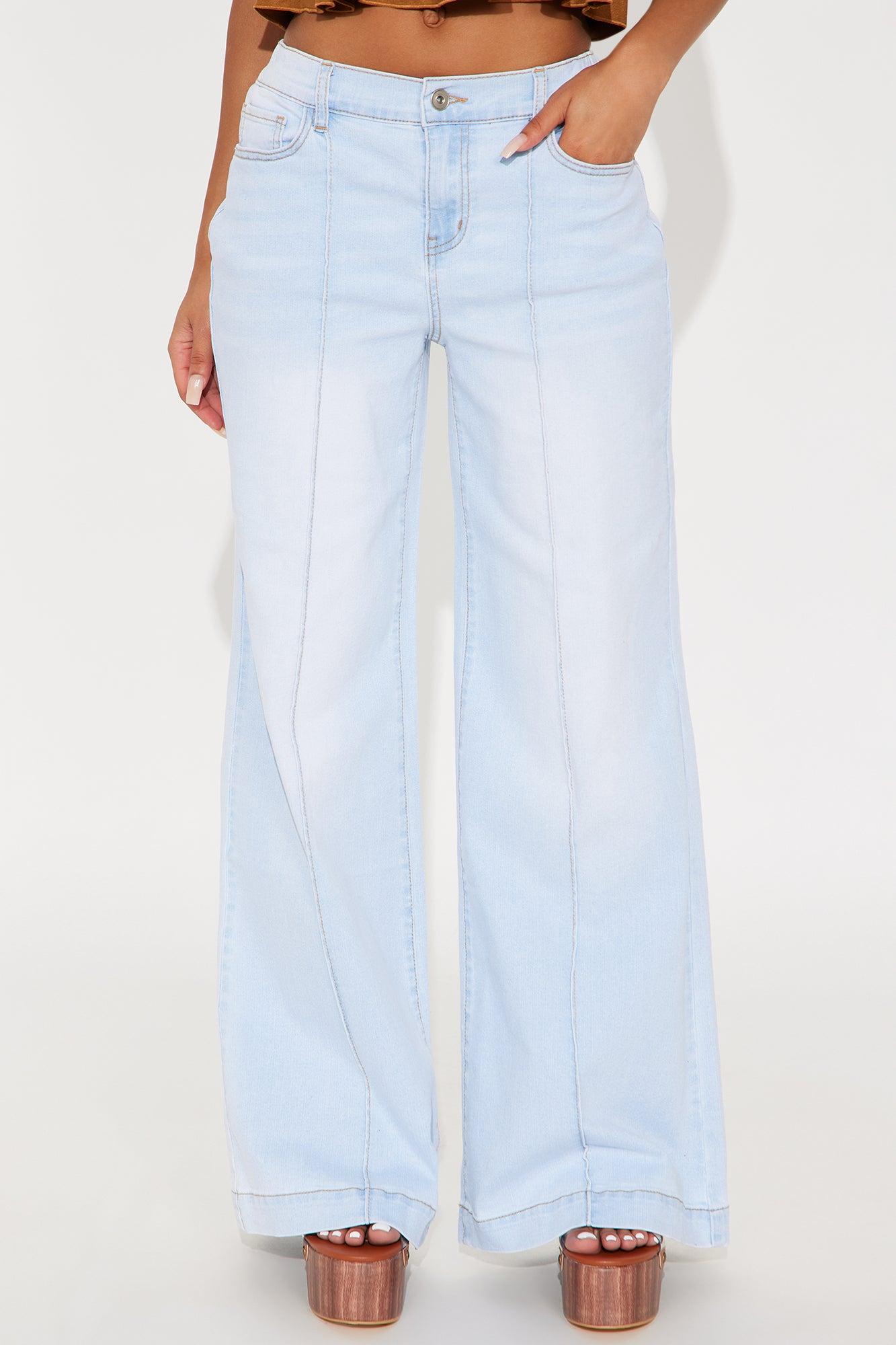 Ultra Love Soft Wide Leg Denim Jeans - Light Wash Female Product Image