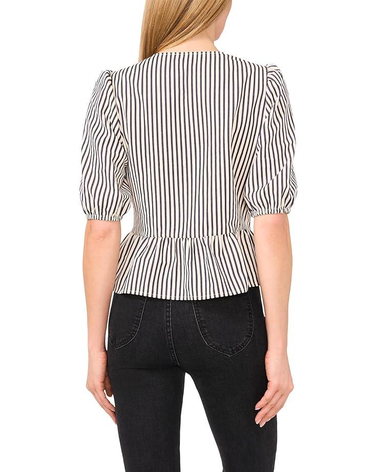 Women's CeCe Short Sleeve Bow Front Peplum Top Product Image