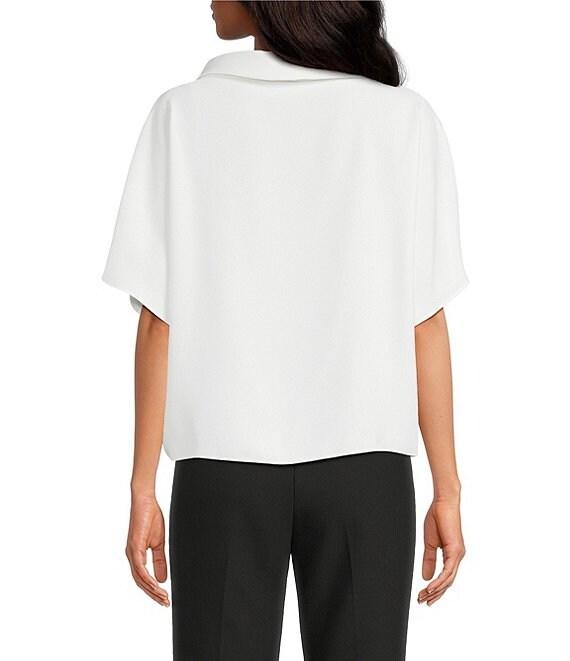 Trina Turk Honeysuckle Georgette Folded Funnel Neck Short Sleeve Top Product Image