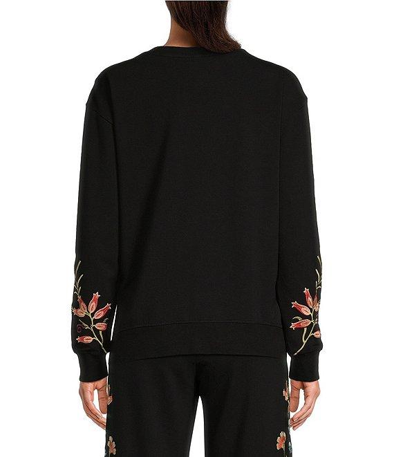 JOHNNY WAS Julianna Embroidered Placement Floral Crew Neck Long Sleeve Sweatshirt Product Image