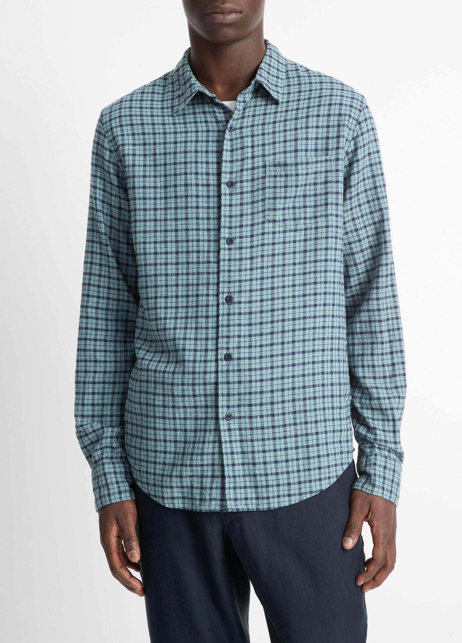 Pico Plaid Linen-Blend Button-Front Shirt Product Image
