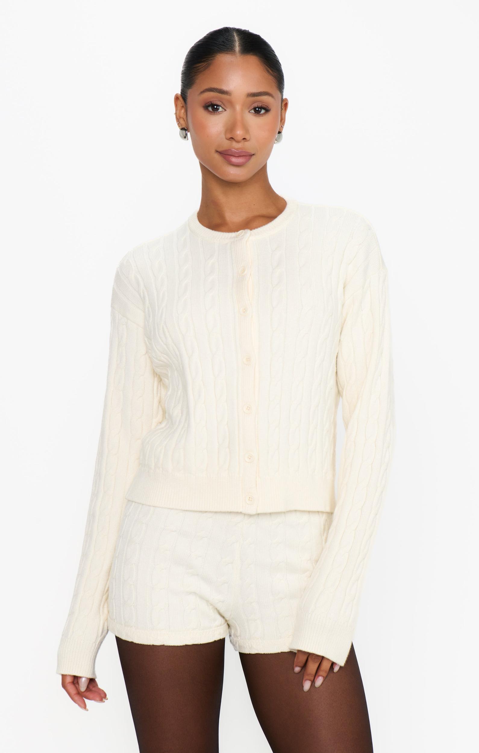 Throw on Cardigan ~ Snow Cable Knit Product Image