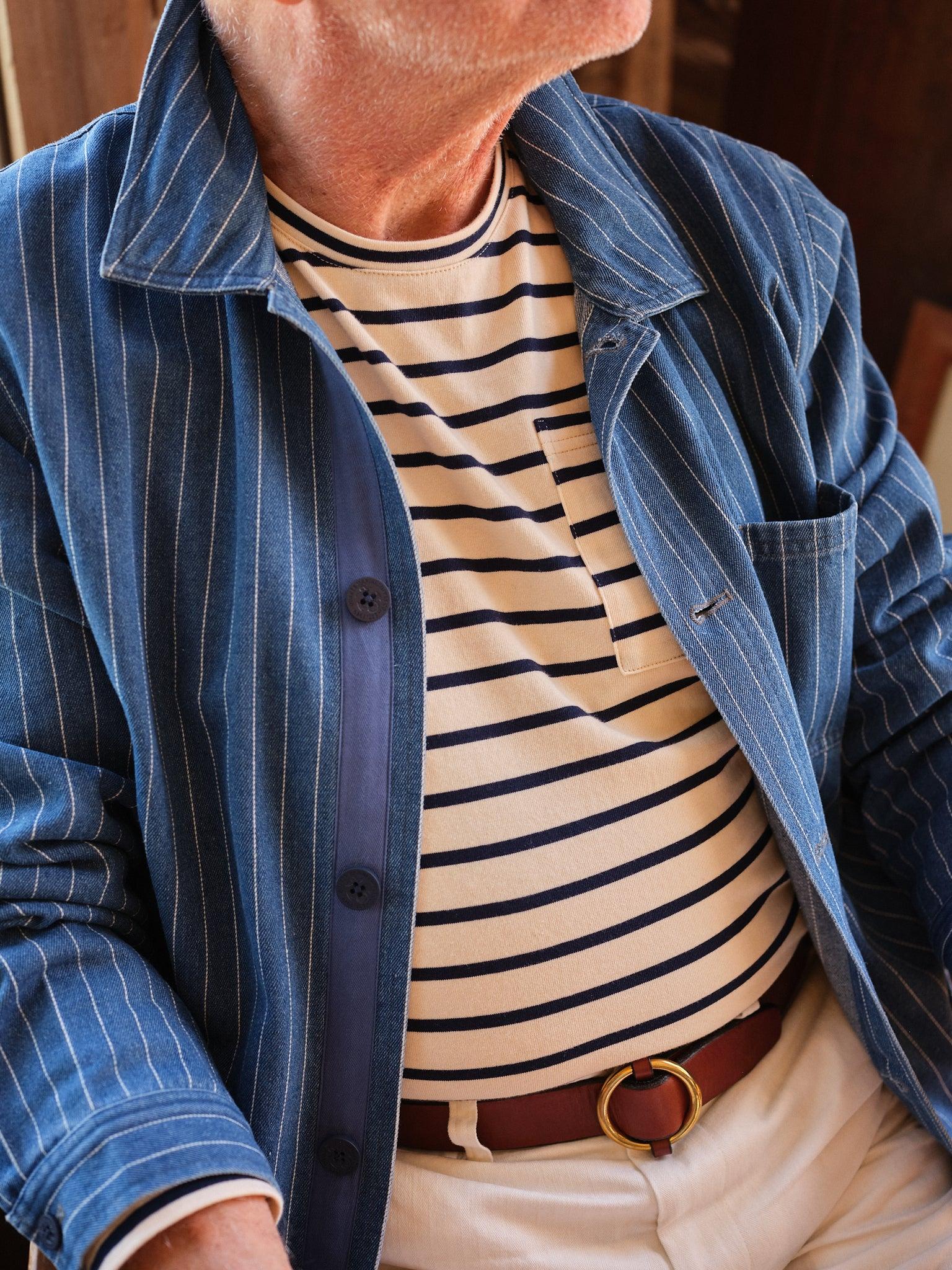 French Workman’s Jacket in Pinstripe Denim Product Image