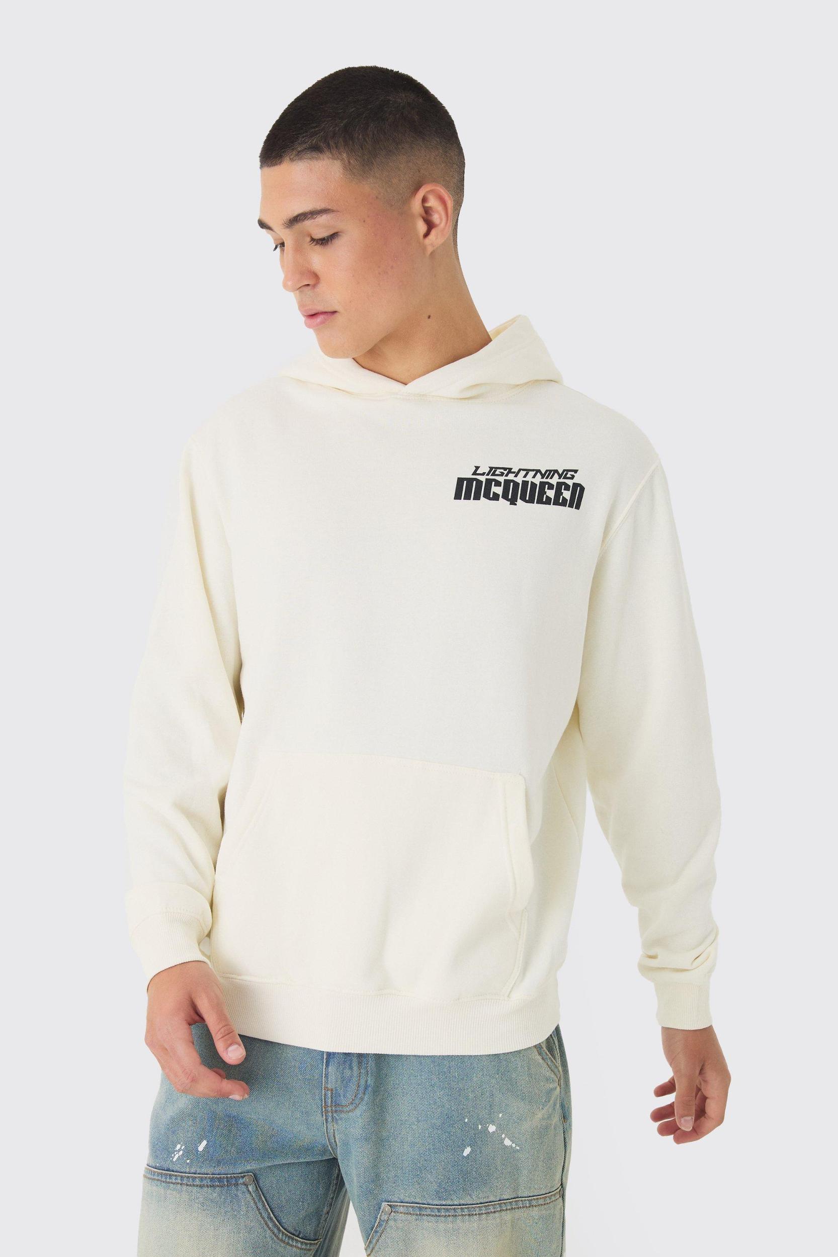 Oversized Lightning McQueen Pixar Cars License Print Hoodie | boohooMAN USA Product Image