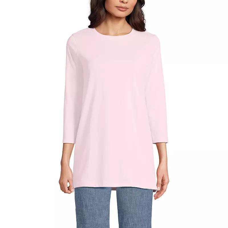 Petite Lands' End 3/4-Sleeve Supima Cotton Crewneck Tunic, Women's,  Product Image